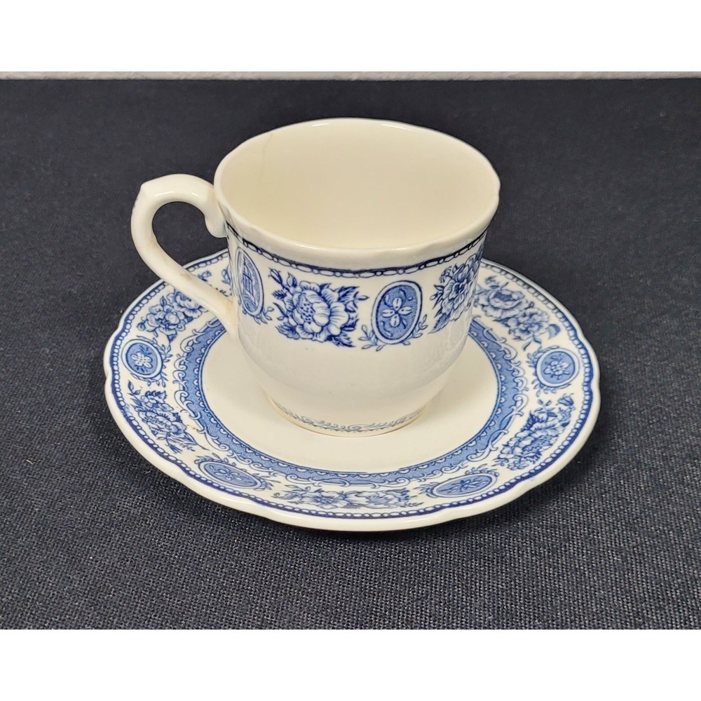 Vintage Wedgwood Yale University Blue Cup Saucer Set 1956 - Read As Is For Decor